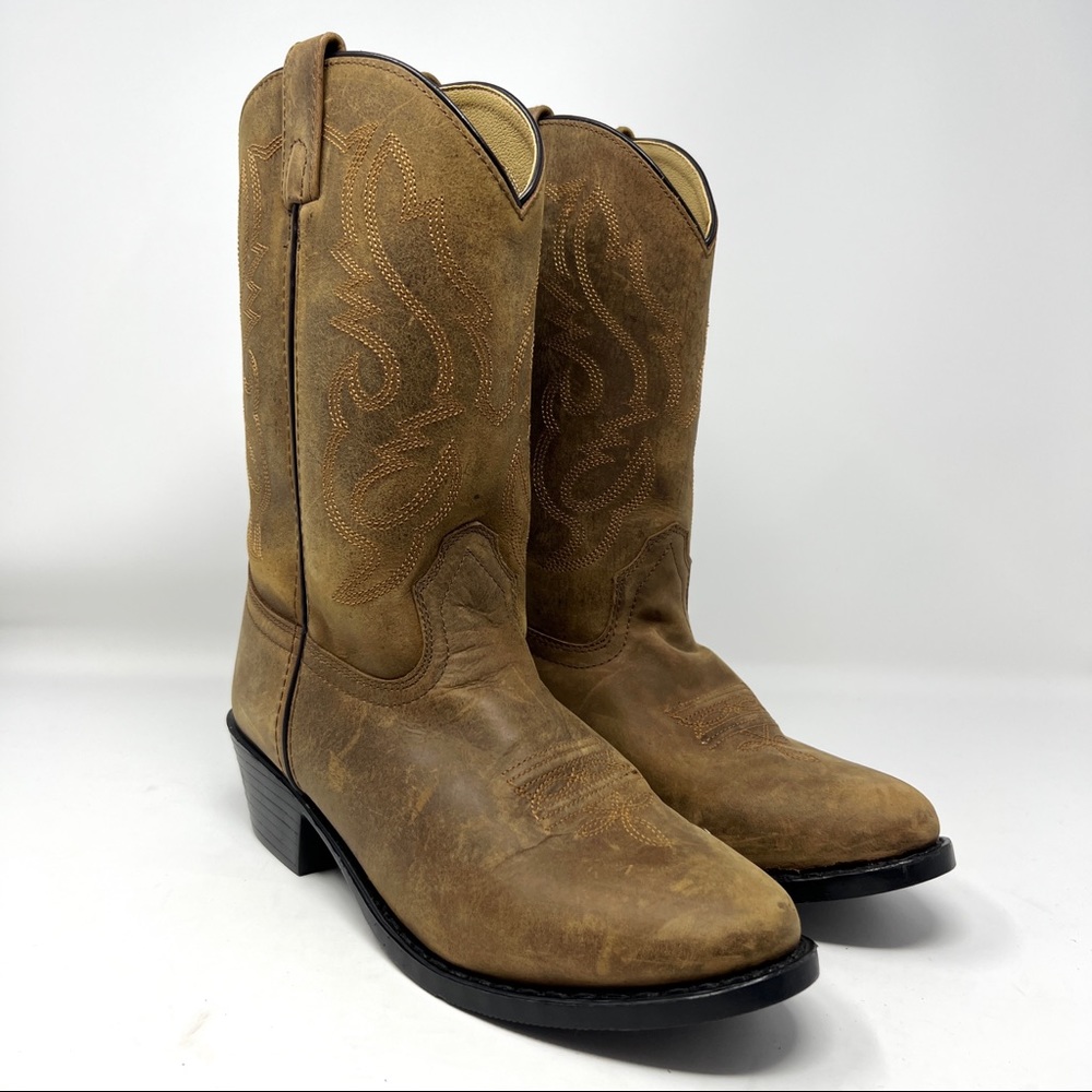 Cody James Tan Leather Cowboy Slip on Western Boots Men’s Size 7